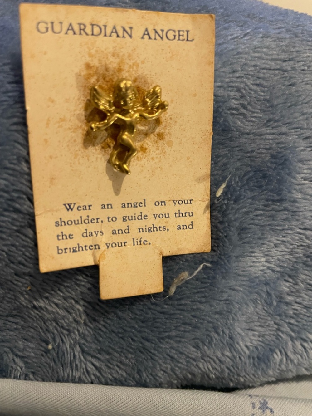Vintage Gold Tone Guardian Angel Cherub Pin